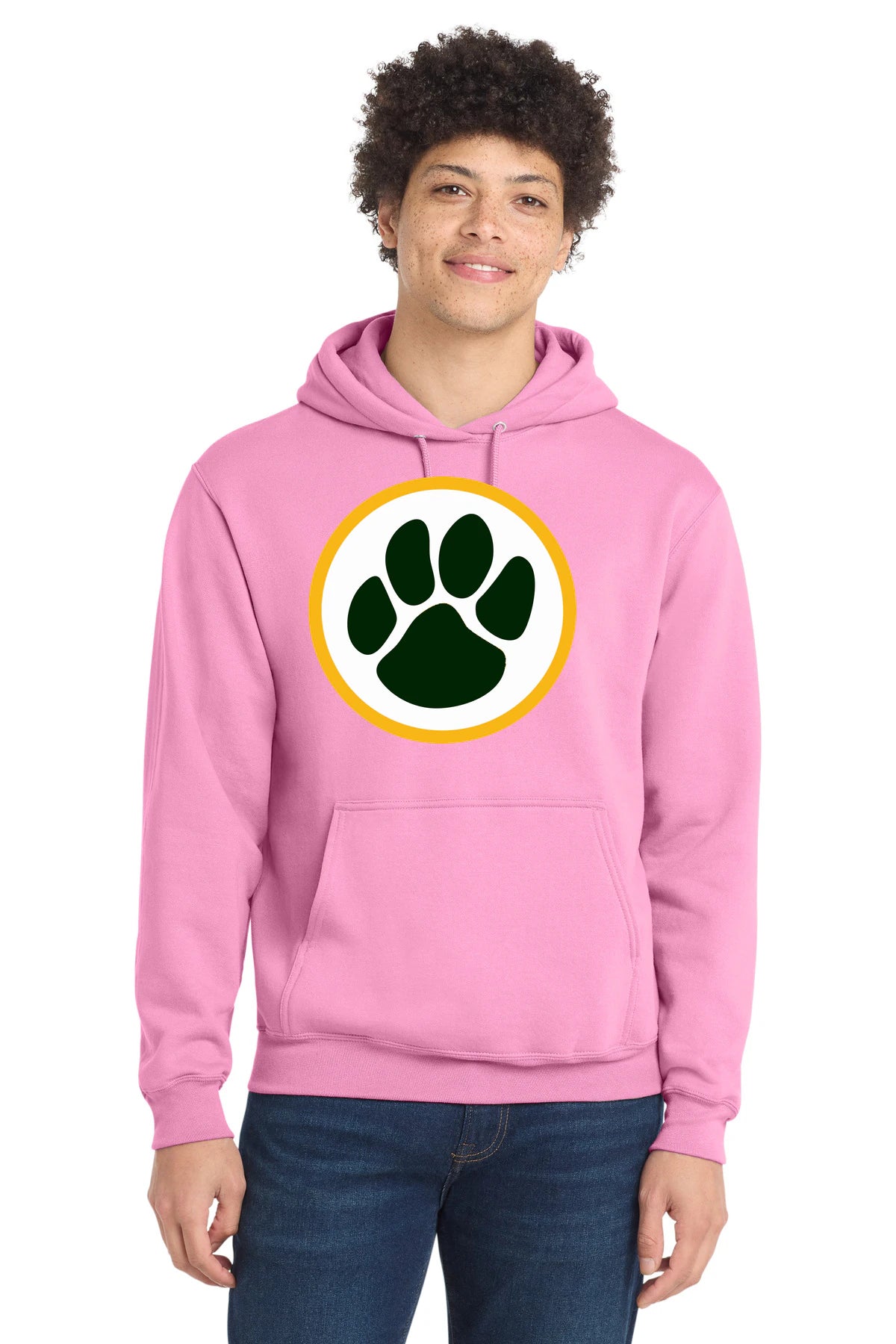 Ashwaubenon High School Football (Boys) - Candy Pink Port & Co Core Fleece Pullover Hooded Sweatshirt. PC78H