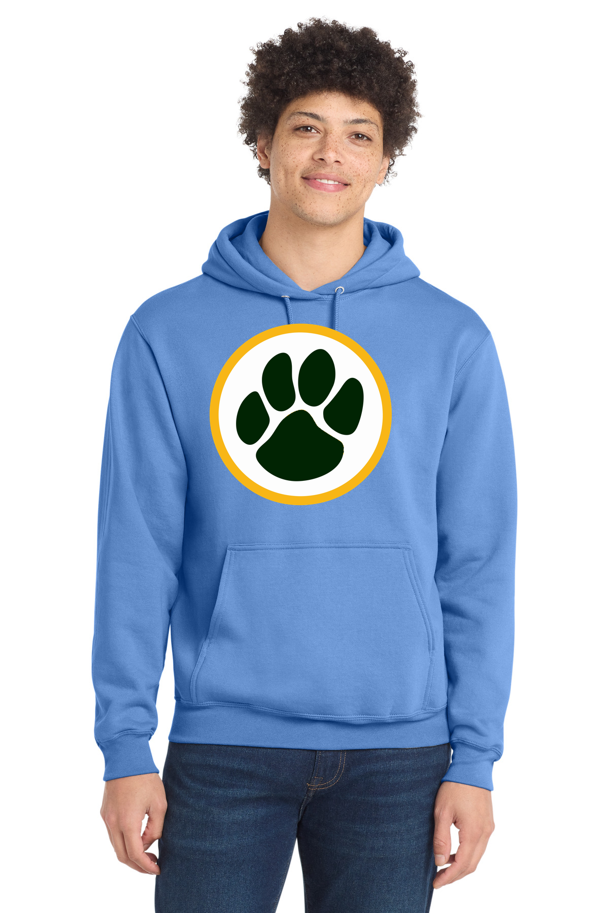 Ashwaubenon High School Football (Boys) - Carolina Blue Port & Co Core Fleece Pullover Hooded Sweatshirt. PC78H