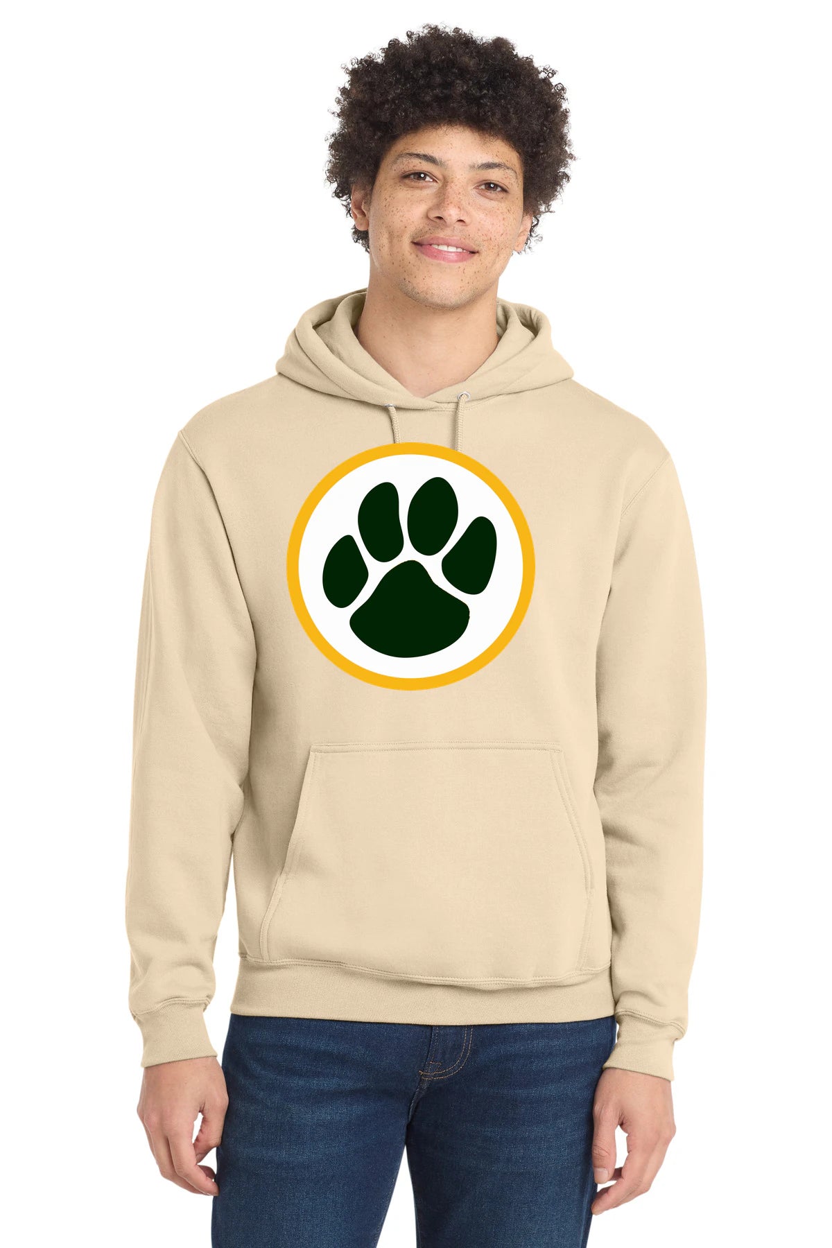 Ashwaubenon High School Football (Boys) - Creme Port & Co Core Fleece Pullover Hooded Sweatshirt. PC78H