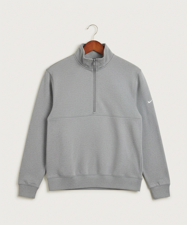 Wisconsin Hanger Test - Dark Grey Heather Nike Club Fleece Sleeve Swoosh 1/2-Zip NKDX6718