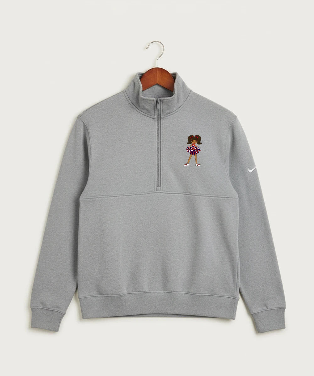 Independence High School Cheer Team - Dark Grey Heather Nike Club Fleece Sleeve Swoosh 1/2-Zip NKDX6718