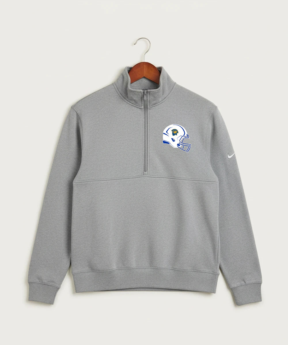 Wayzata High School Football (Boys) - Dark Grey Heather Nike Club Fleece Sleeve Swoosh 1/2-Zip NKDX6718