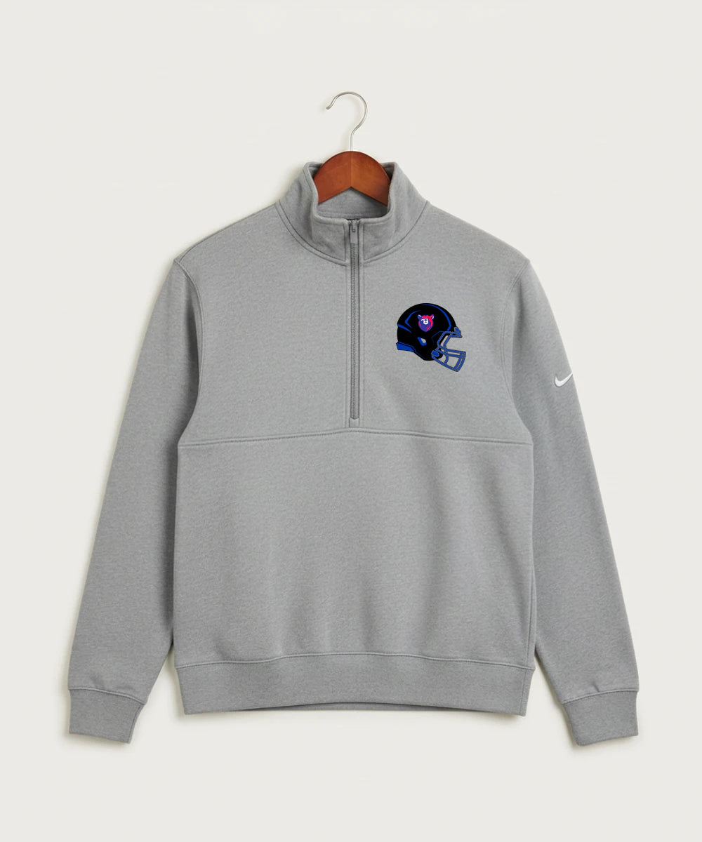 Bertha Hewitt High School Football (Boys) - Dark Grey Heather Nike Club Fleece Sleeve Swoosh 1/2-Zip NKDX6718