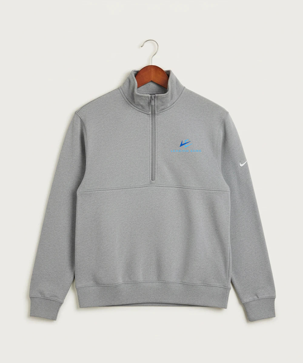 Leading Edge Team Store - Dark Grey Heather Nike Club Fleece Sleeve Swoosh 1/2-Zip NKDX6718
