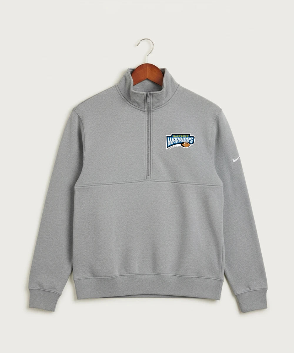 Macktown Warriors Football (Boys) - Dark Grey Heather Nike Club Fleece Sleeve Swoosh 1/2-Zip NKDX6718