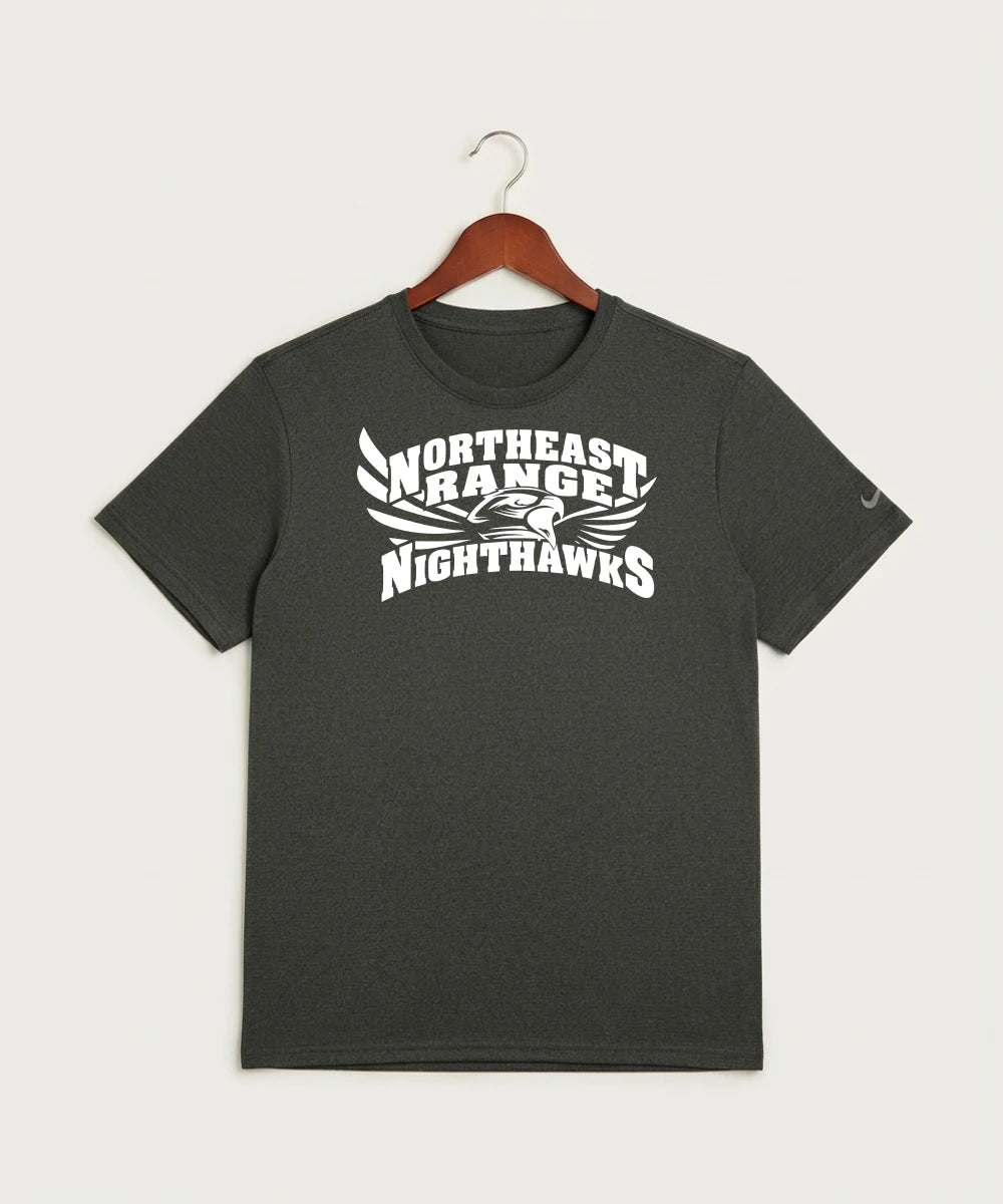 Northeast Range High School Volleyball (Girls) - Dark Smoke Heather Nike Swoosh Sleeve rLegend Tee NKDX8730