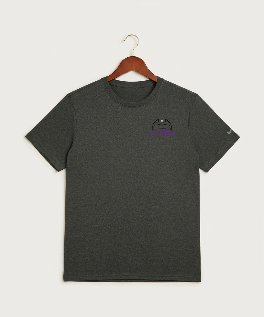Goodhue High School Volleyball (Girls) - Dark Smoke Heather Nike Swoosh Sleeve rLegend Tee NKDX8730