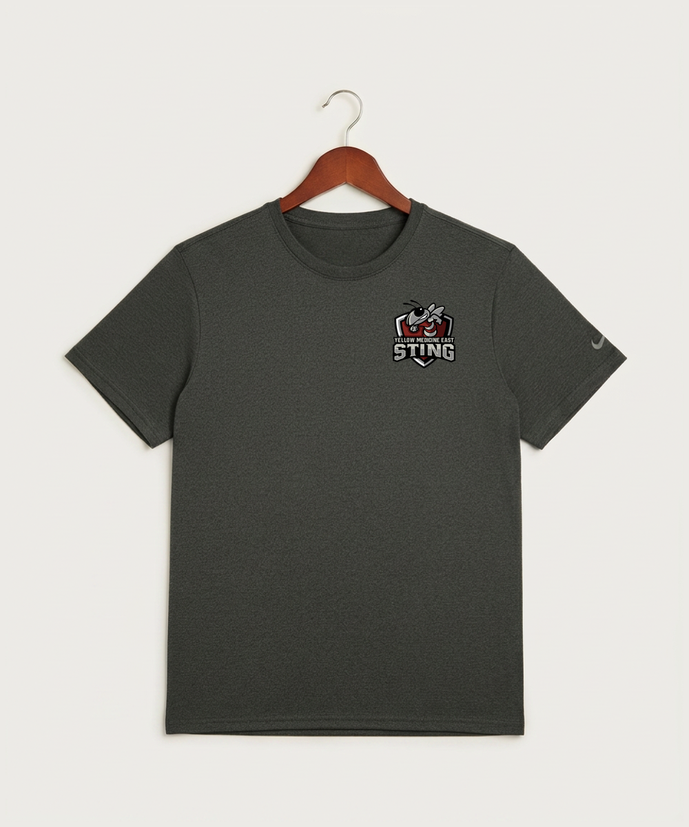 Yellow Medicine East High School Athletics - Dark Smoke Heather Nike Swoosh Sleeve rLegend Tee NKDX8730