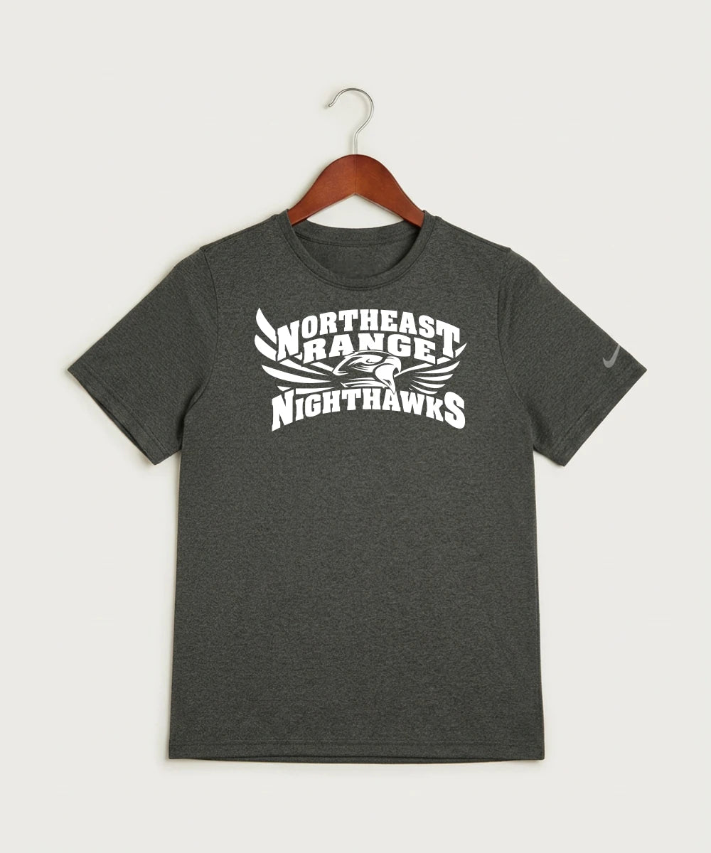 Northeast Range High School Volleyball (Girls) - Dark Smoke Heather Nike Youth Swoosh Sleeve rLegend Tee NKDX8787