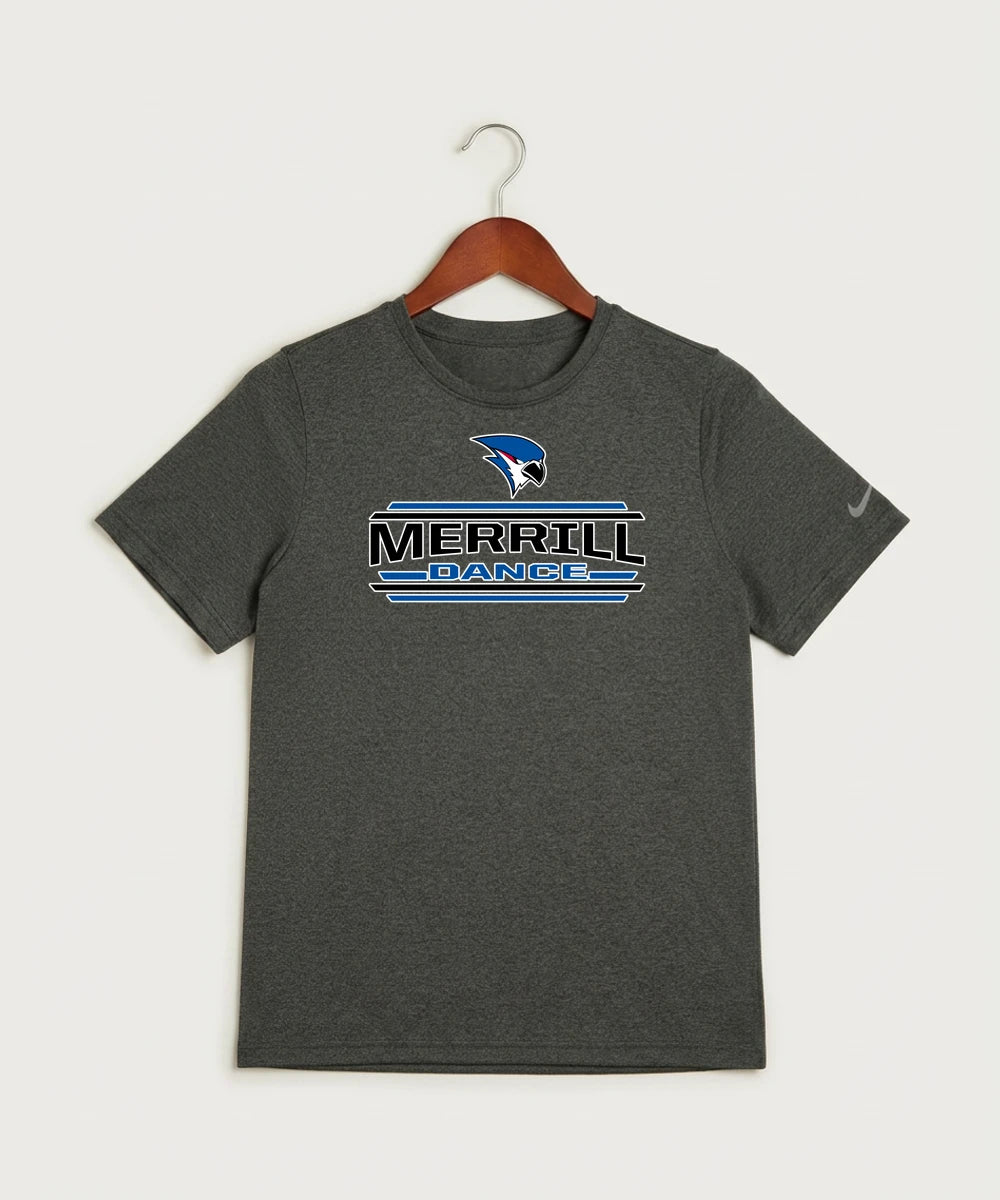 Merrill Dance and Cheer - Dark Smoke Heather Nike Youth Swoosh Sleeve rLegend Tee NKDX8787