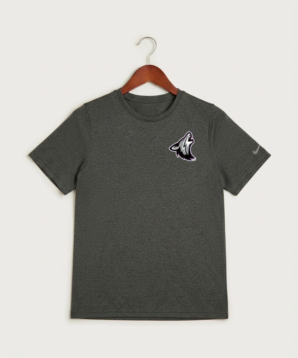 Heron Lake-Okabena High School Football (Boys) - Dark Smoke Heather Nike Youth Swoosh Sleeve rLegend Tee NKDX8787