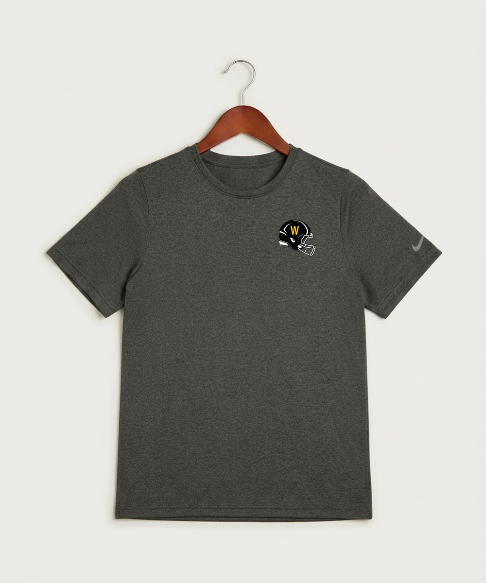 Warroad High School Football (Boys) - Dark Smoke Heather Nike Youth Swoosh Sleeve rLegend Tee NKDX8787