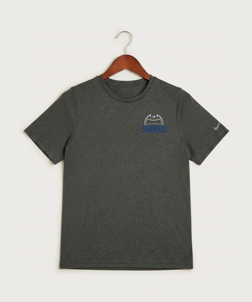 Owatonna High School Volleyball (Girls) - Dark Smoke Heather Nike Youth Swoosh Sleeve rLegend Tee NKDX8787