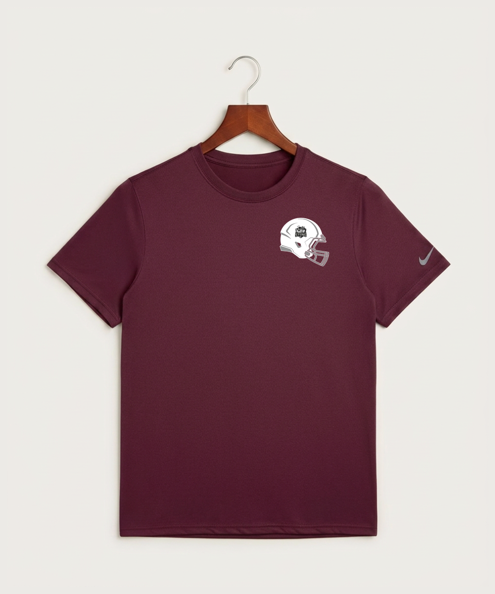 Yellow Medicine East High School Football (Boys) - Deep Maroon Nike Swoosh Sleeve rLegend Tee NKDX8730