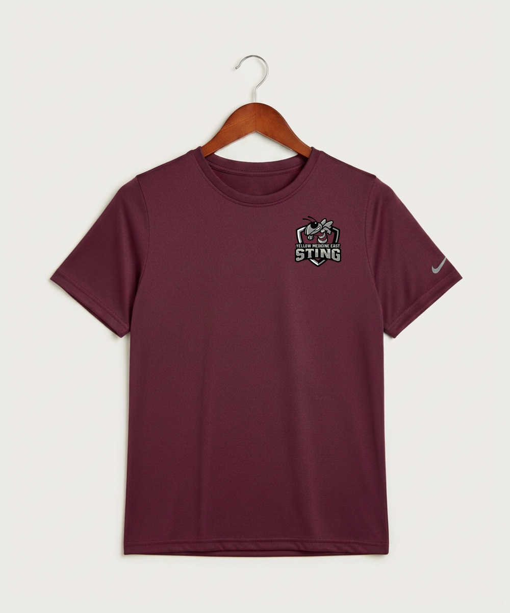 Yellow Medicine East High School Football (Boys) - Deep Maroon Nike Youth Swoosh Sleeve rLegend Tee NKDX8787