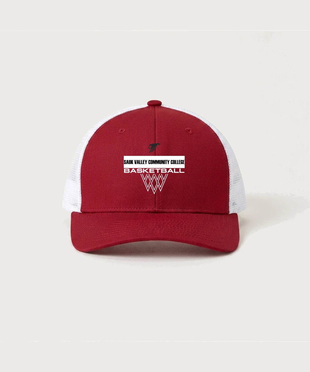 Sauk Valley Community College Basketball Team Store - Deep Red/ White Sport-Tek Club Trucker Cap STC46
