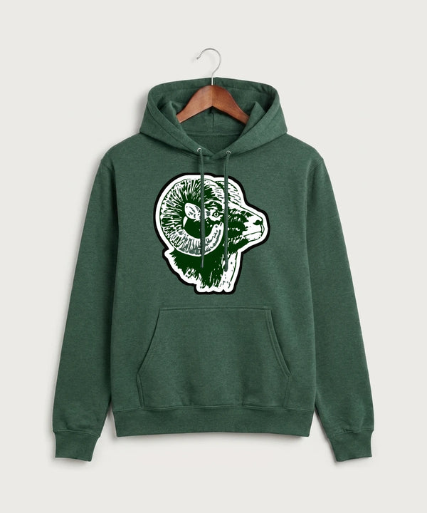 Roseau High School Football (Boys) - Forest Green Heather Port & Co Core Fleece Pullover Hooded Sweatshirt. PC78H