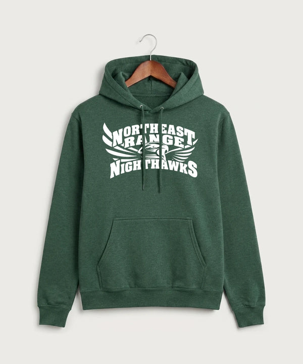 Northeast Range High School Volleyball (Girls) - Forest Green Heather Port & Co Core Fleece Pullover Hooded Sweatshirt. PC78H