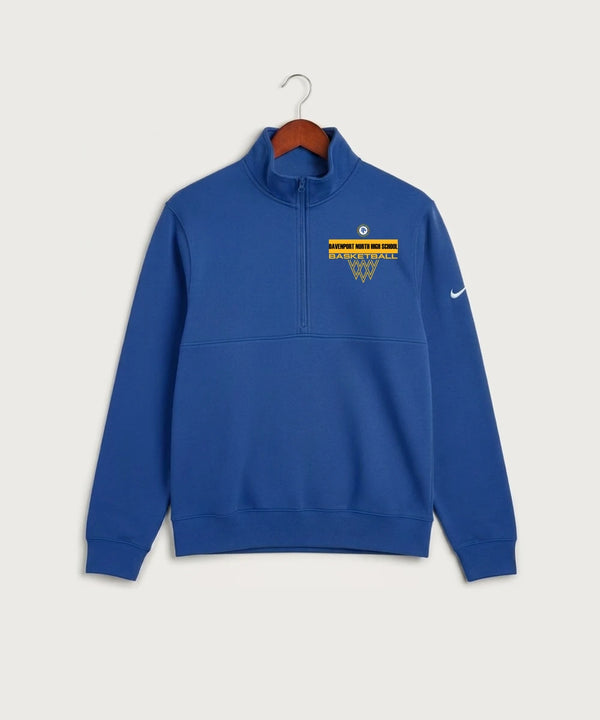 Davenport North High School Basketball Team Store - Game Royal Nike Club Fleece Sleeve Swoosh 1/2-Zip NKDX6718