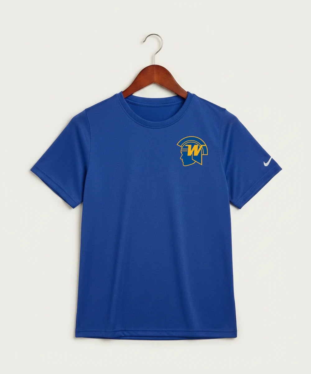 Wayzata High School Football (Boys) - Game Royal Nike Youth Swoosh Sleeve rLegend Tee NKDX8787