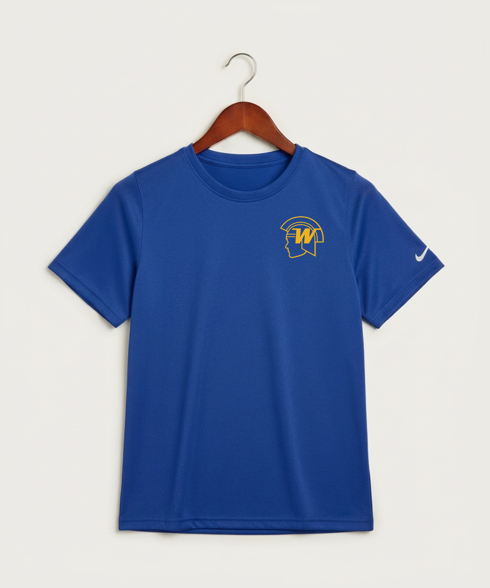 Wayzata High School Football (Boys) - Game Royal Nike Youth Swoosh Sleeve rLegend Tee NKDX8787