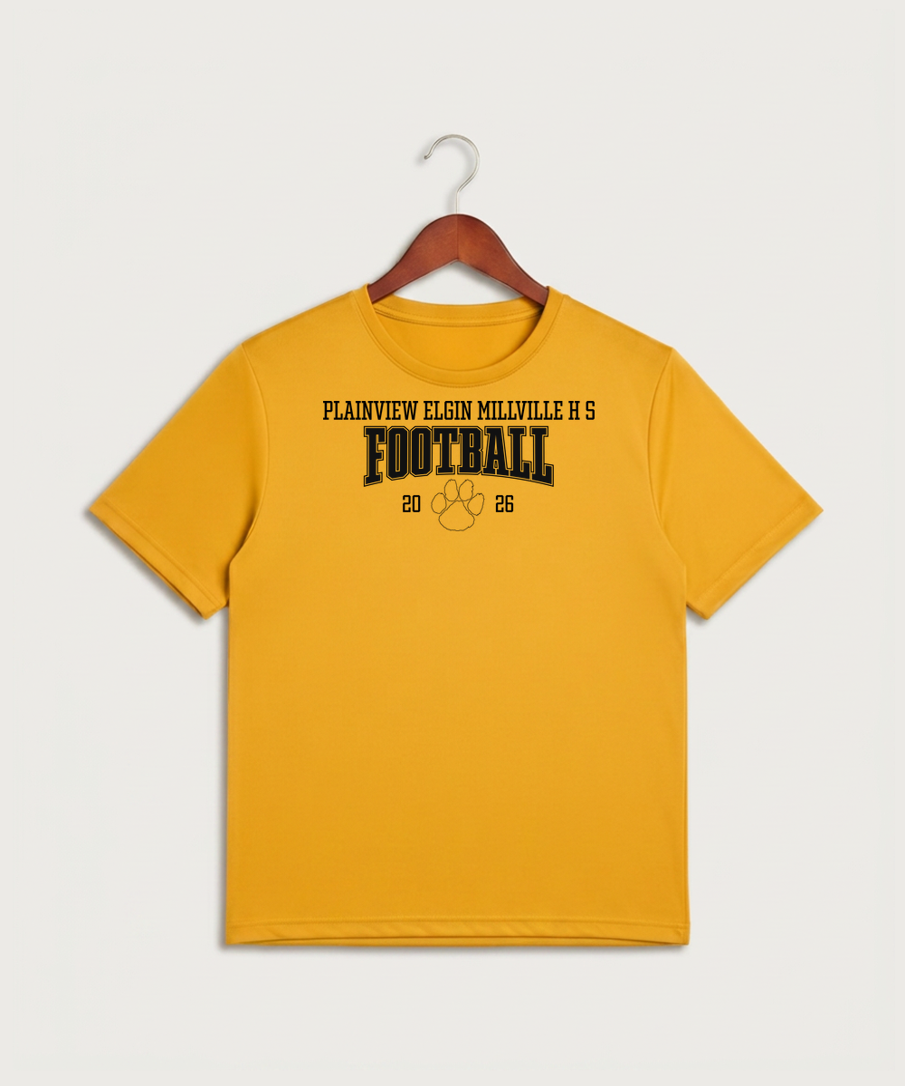 Plainview Elgin Millville H S Football (Boys) - Gold Sport-Tek PosiCharge Competitor Tee. ST350