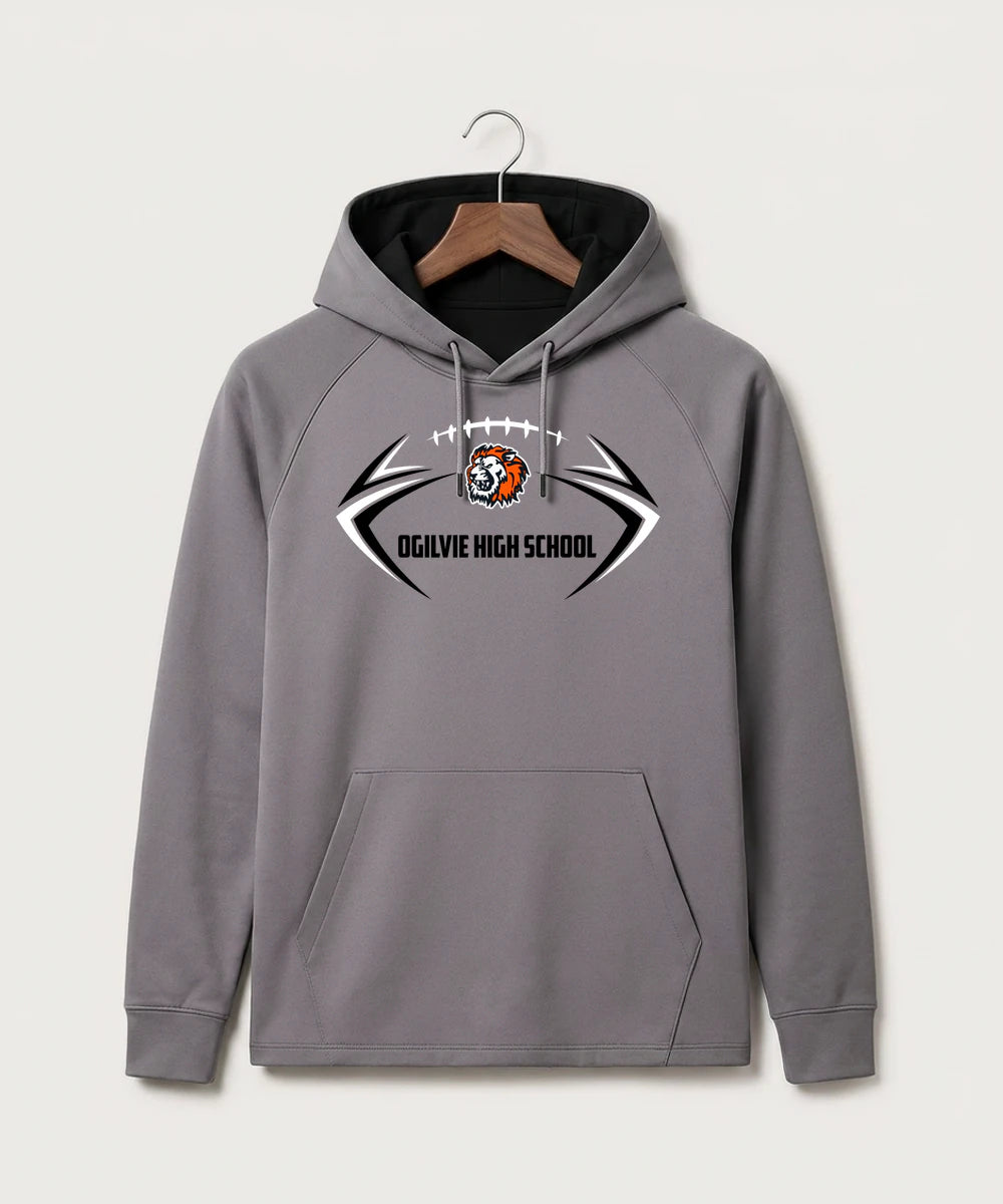 Ogilvie High School Football (Boys) - Gray Hoodie - Full Front