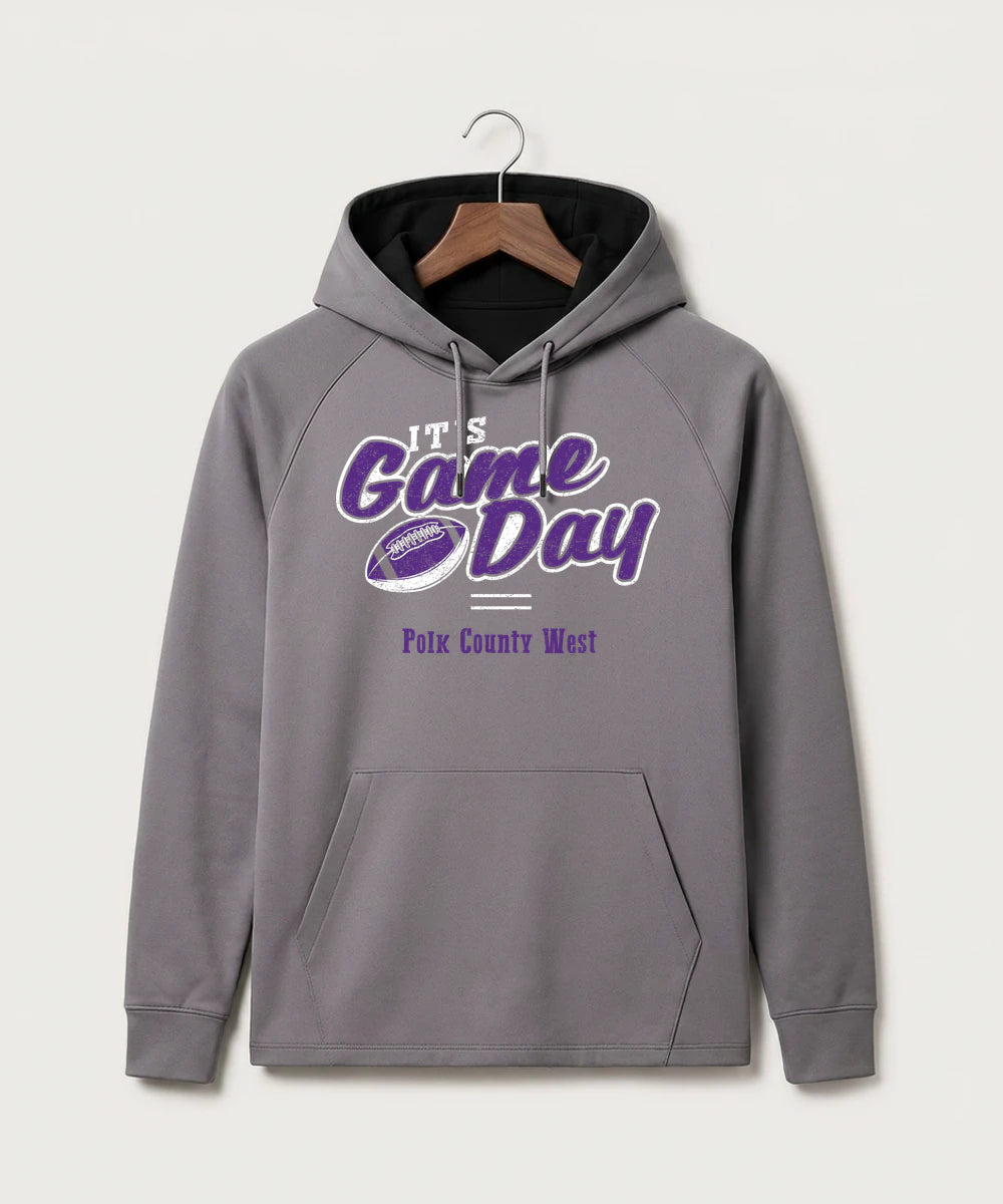 Polk County West Football (Boys) - Gray Hoodie - Full Front