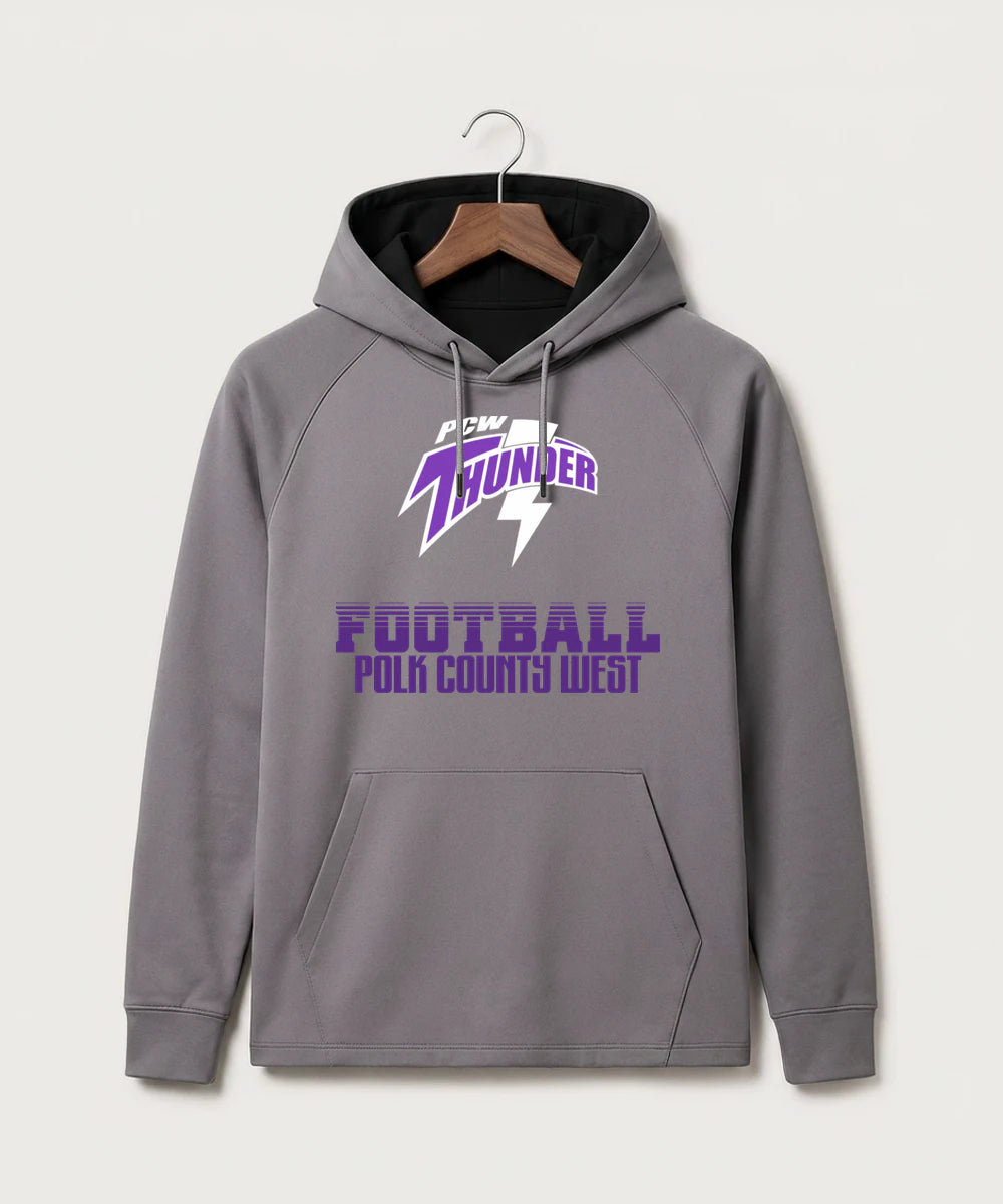 Polk County West Football (Boys) - Gray Hoodie - Full Front