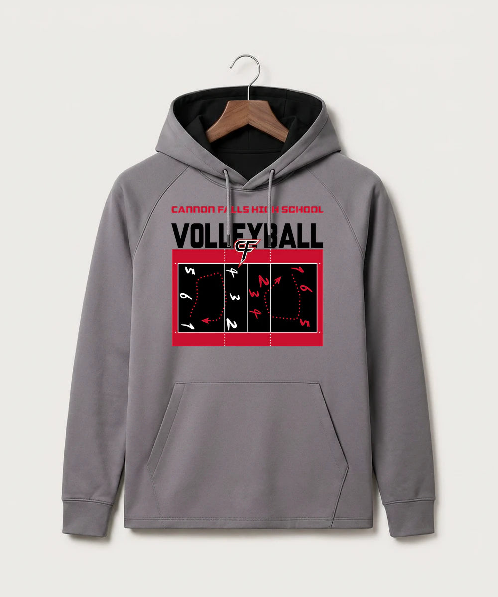 Cannon Falls High School Volleyball (Girls) - Gray Hoodie - Full Front