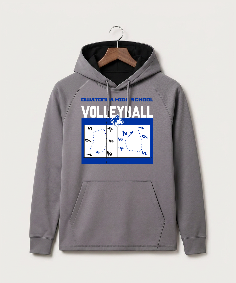 Owatonna High School Volleyball (Girls) - Gray Hoodie - Full Front