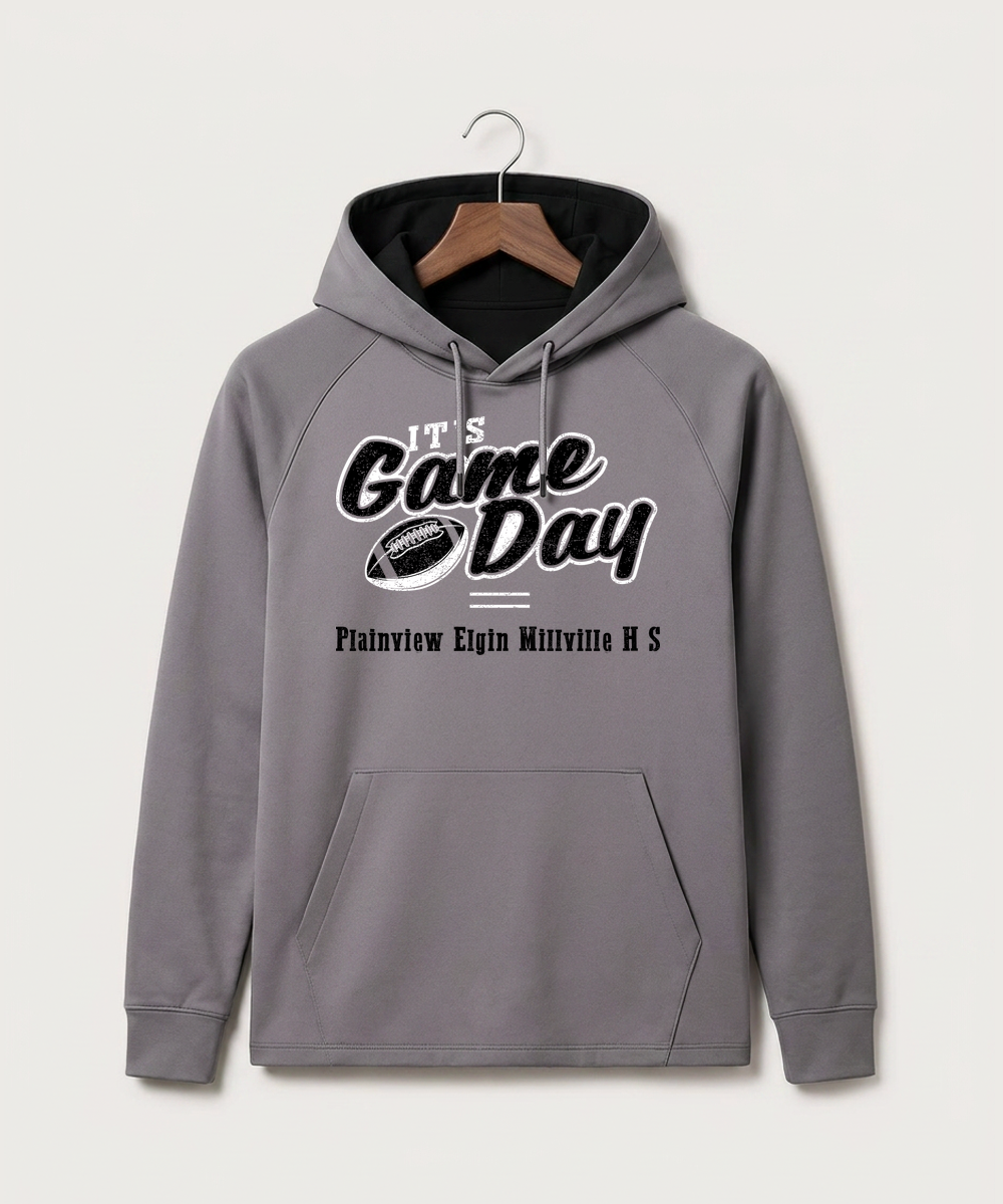 Plainview Elgin Millville H S Football (Boys) - Gray Hoodie - Full Front