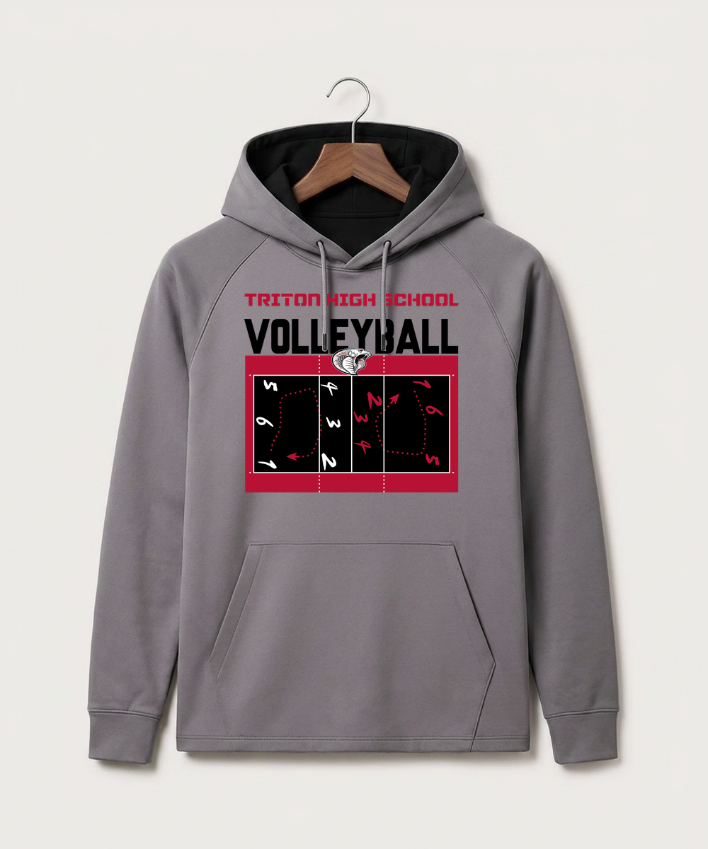 Triton High School Volleyball (Girls) - Gray Hoodie - Full Front