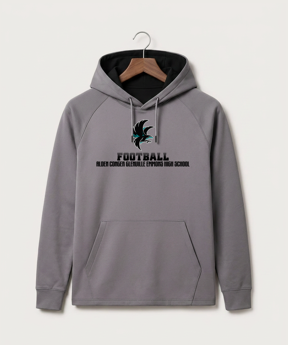 Alden-Conger-Glenville Emmons High School Football (Boys) - Gray Hoodie - Full Front