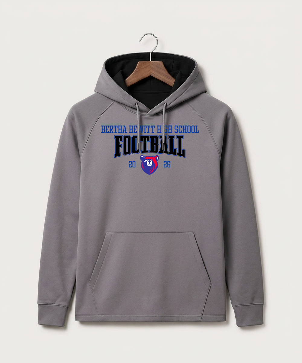 Bertha Hewitt High School Football (Boys) - Gray Hoodie - Full Front