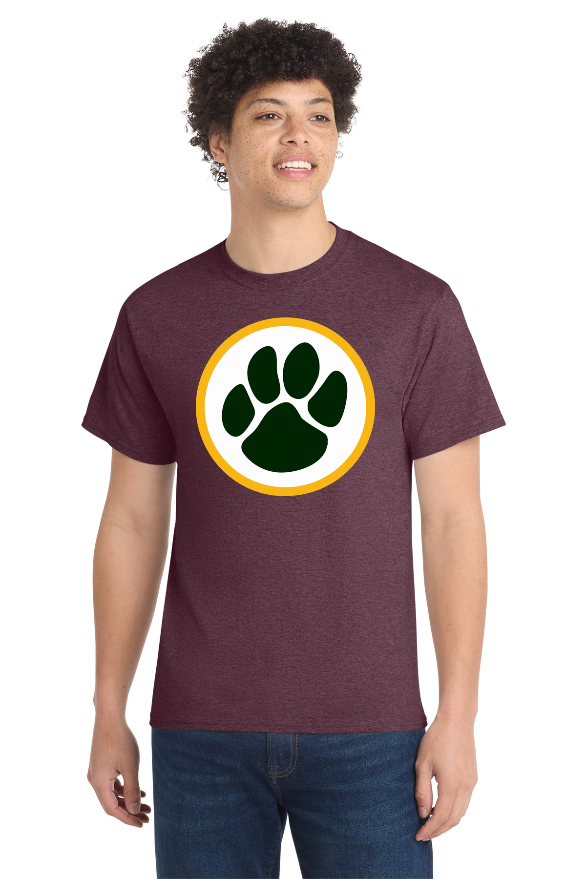 Ashwaubenon High School Football (Boys) - Heather Athletic Maroon Port & Co Core Cotton Tee. PC54