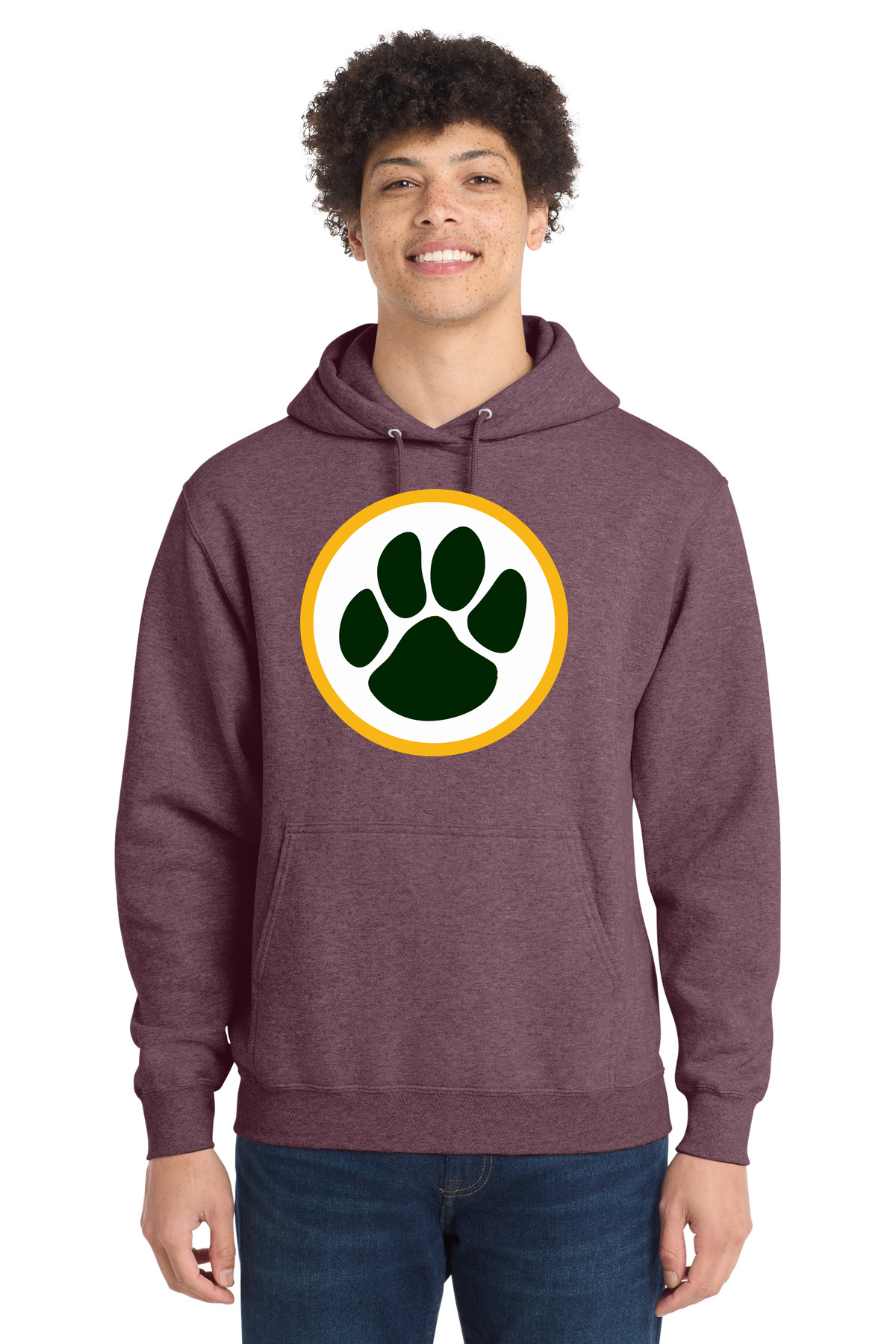 Ashwaubenon High School Football (Boys) - Heather Athletic Maroon Port & Co Core Fleece Pullover Hooded Sweatshirt. PC78H