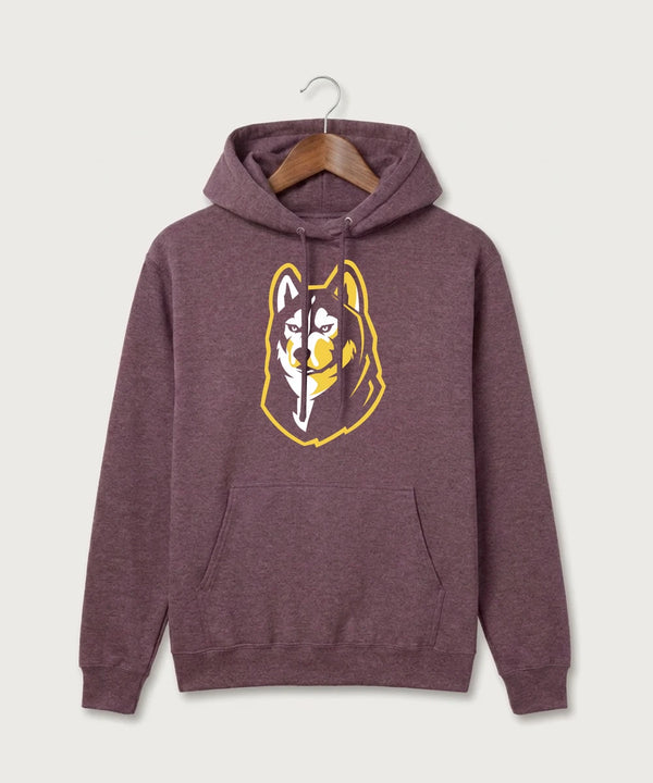 Pillager High School Football (Boys) - Heather Athletic Maroon Port & Co Core Fleece Pullover Hooded Sweatshirt. PC78H