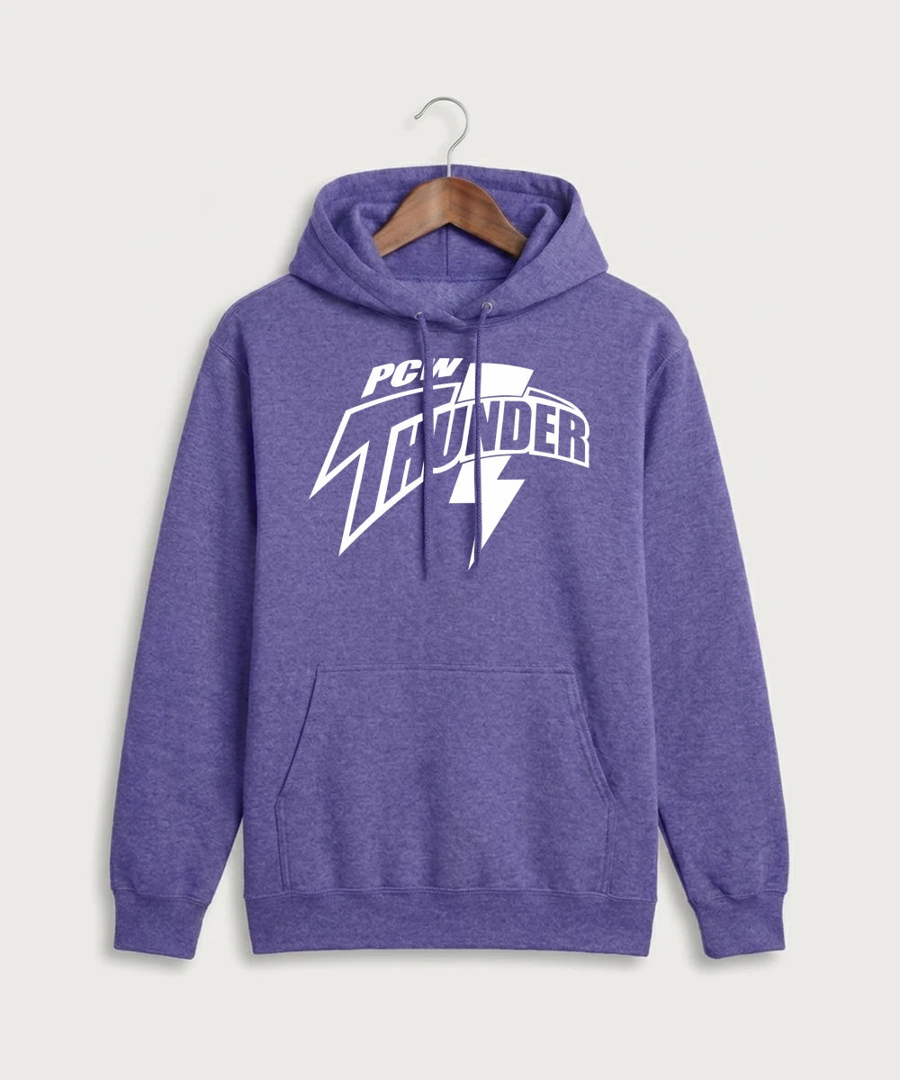 Polk County West Football (Boys) - Heather Purple Port & Co Core Fleece Pullover Hooded Sweatshirt. PC78H
