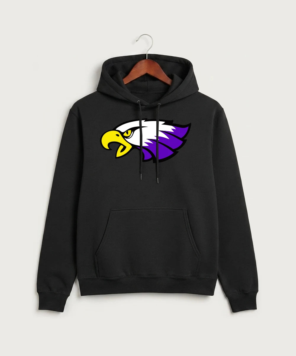 Red Wing High School Football - Jet Black Port & Co Core Fleece Pullover Hooded Sweatshirt. PC78H