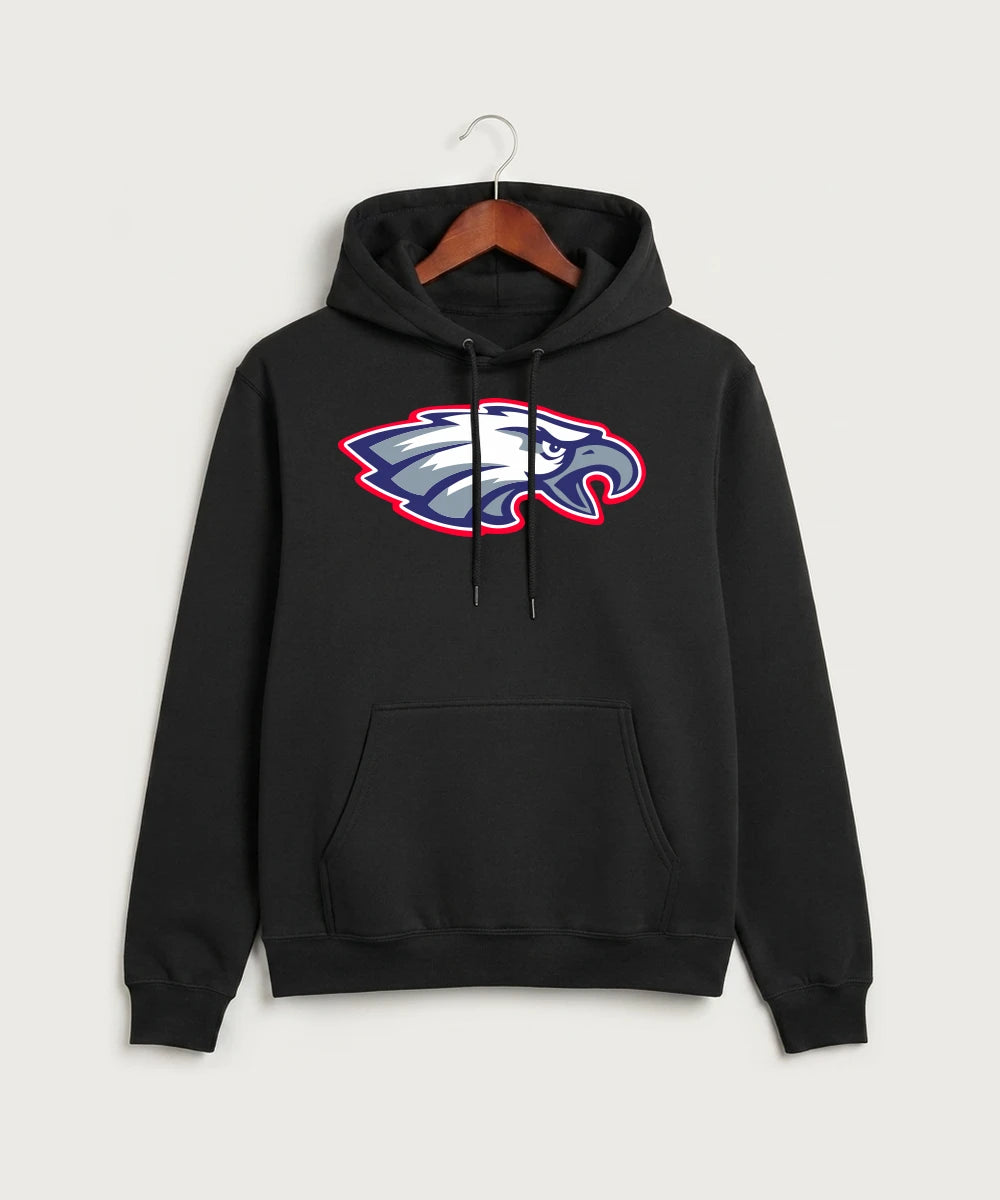 Pequot Lakes High School Football (Boys) - Jet Black Port & Co Core Fleece Pullover Hooded Sweatshirt. PC78H