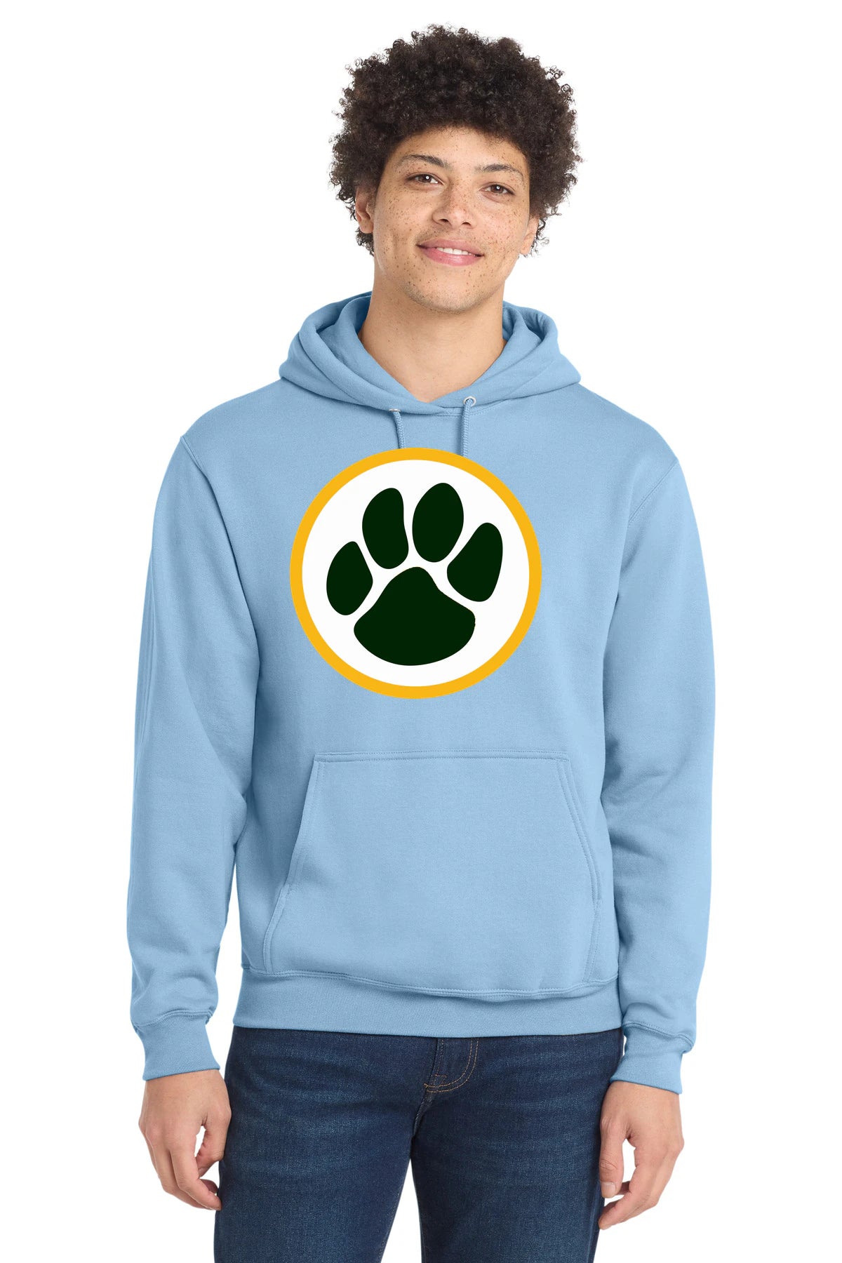 Ashwaubenon High School Football (Boys) - Light Blue Port & Co Core Fleece Pullover Hooded Sweatshirt. PC78H