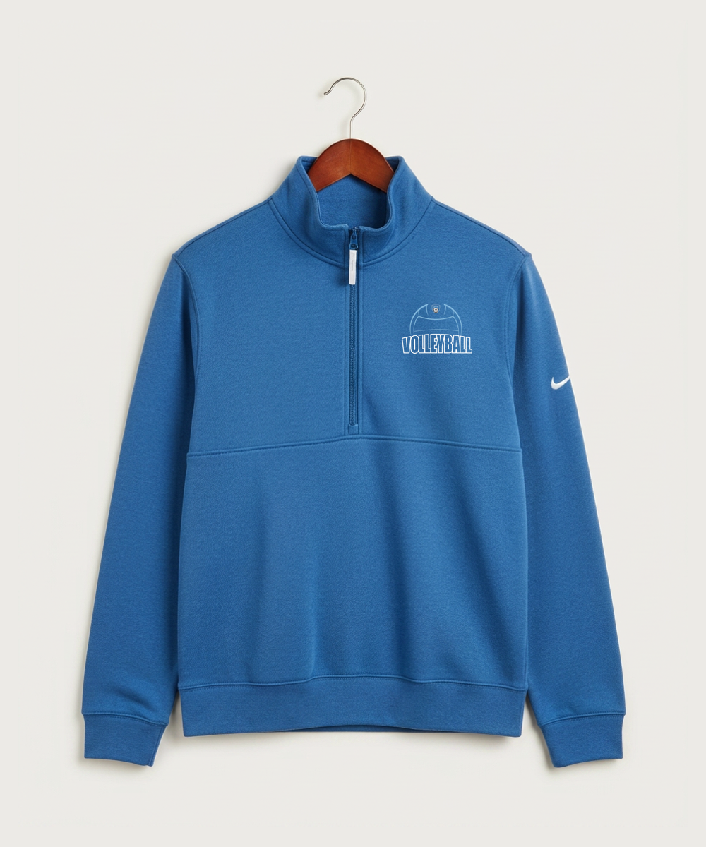 Janesville Waldorf Pemberton Volleyball (Girls) - Light Game Royal Heather Nike Club Fleece Sleeve Swoosh 1/2-Zip NKDX6718