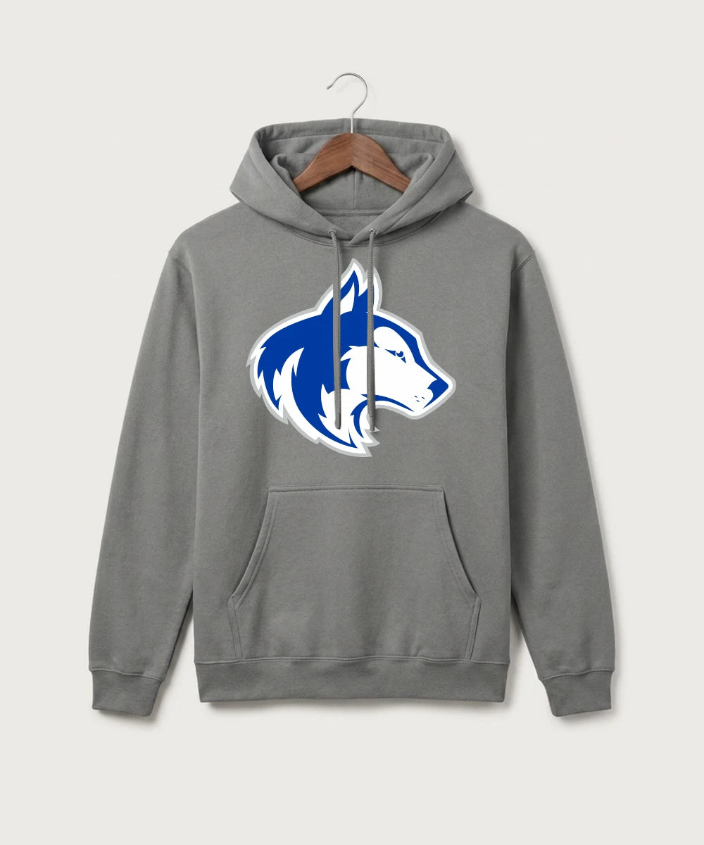 Owatonna High School Volleyball (Girls) - Medium Grey Port & Co Core Fleece Pullover Hooded Sweatshirt. PC78H