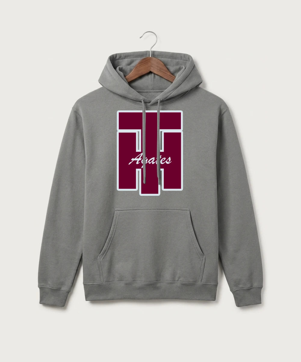 Two Harbors High School Football (Boys) - Medium Grey Port & Co Core Fleece Pullover Hooded Sweatshirt. PC78H