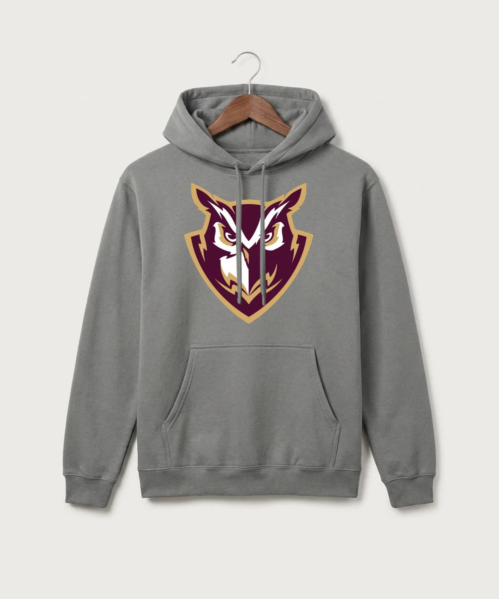 Hancock High School Football (Boys) - Medium Grey Port & Co Core Fleece Pullover Hooded Sweatshirt. PC78H