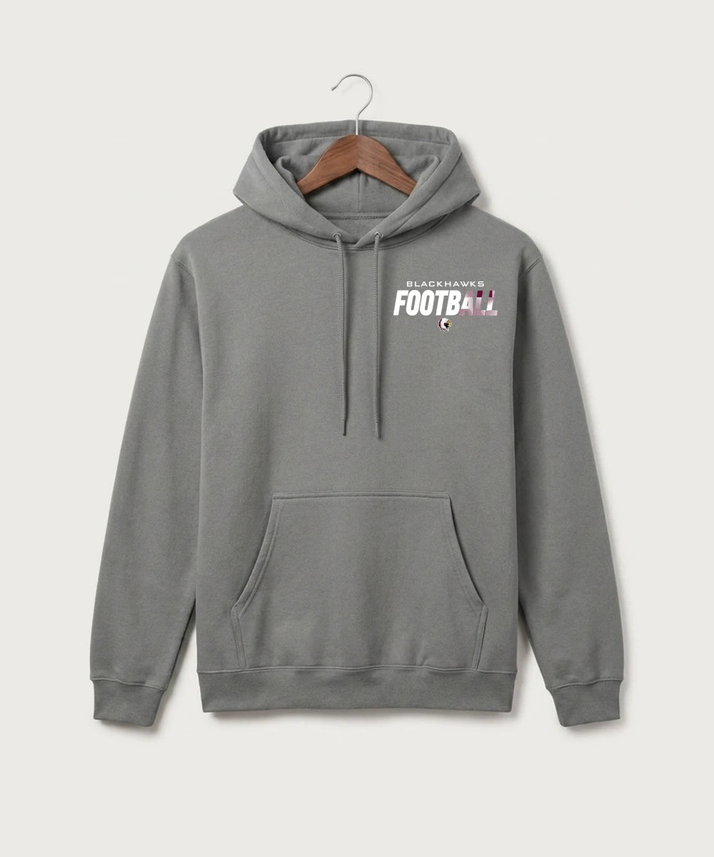 Stockton High School Football - Medium Grey Port & Co Core Fleece Pullover Hooded Sweatshirt. PC78H