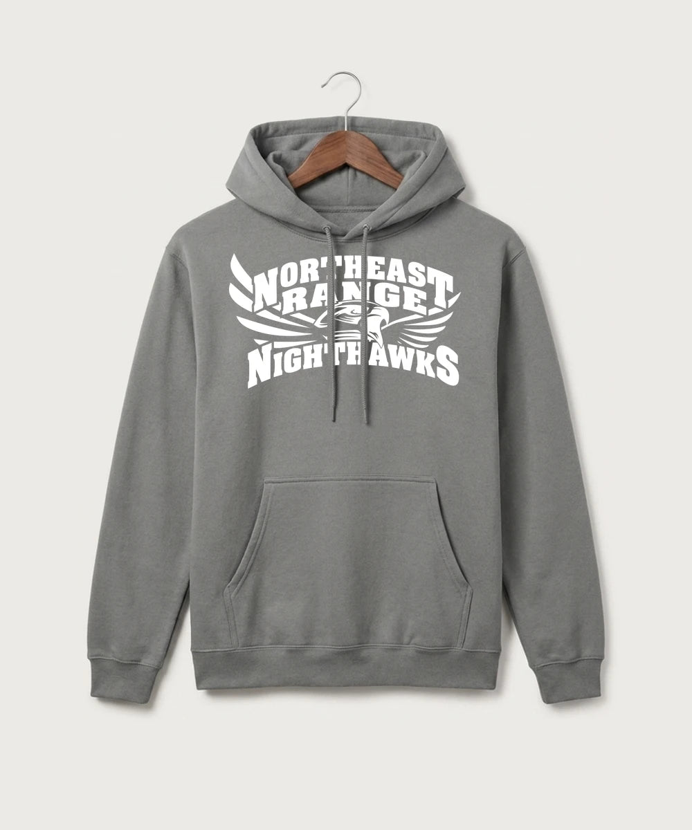 Northeast Range High School Volleyball (Girls) - Medium Grey Port & Co Core Fleece Pullover Hooded Sweatshirt. PC78H