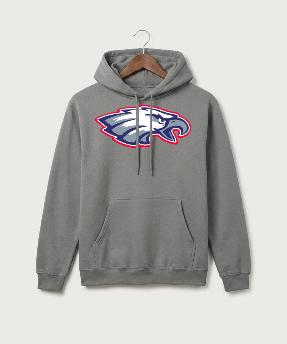 Pequot Lakes High School Football (Boys) - Medium Grey Port & Co Core Fleece Pullover Hooded Sweatshirt. PC78H