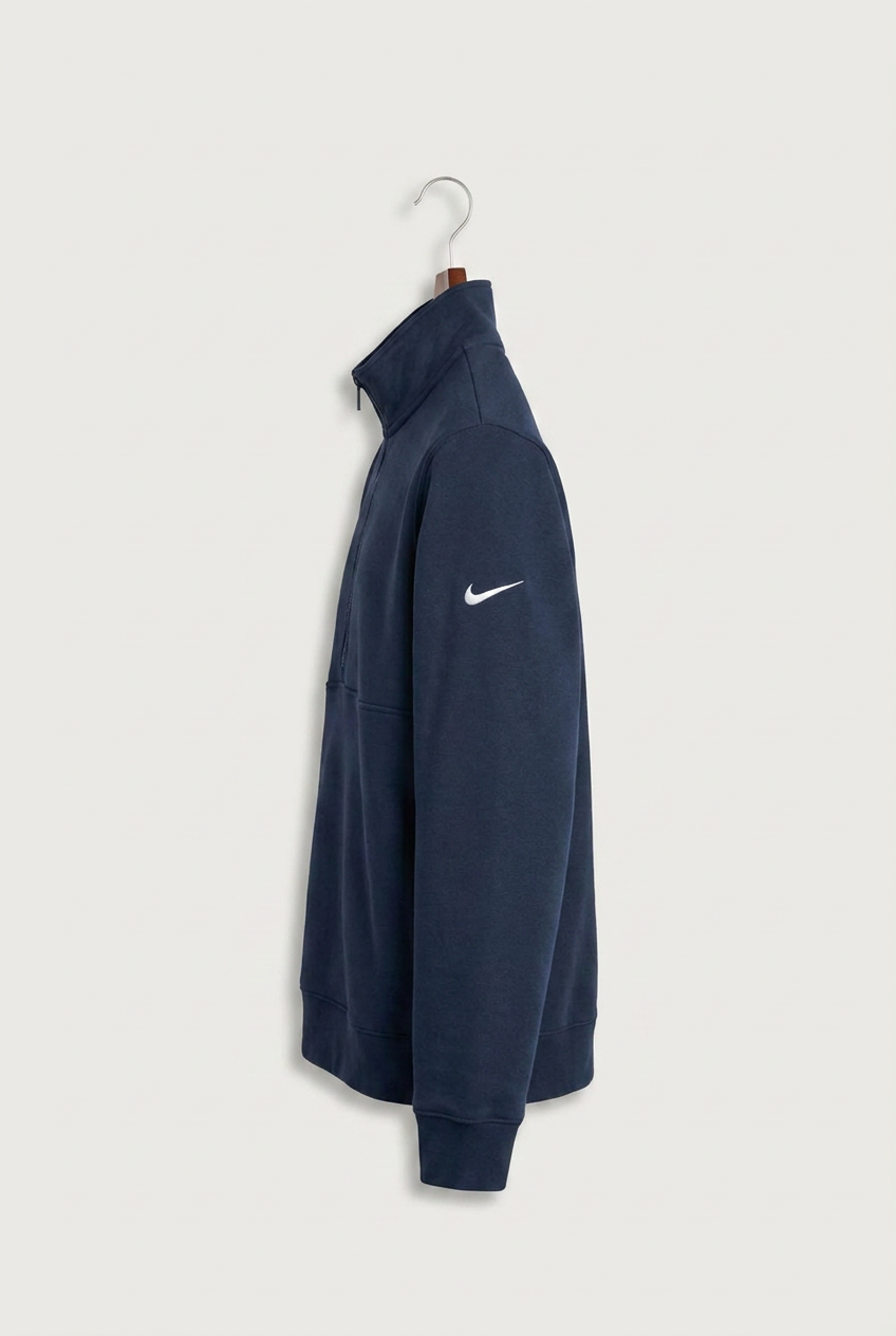 Sargent County High School Football (Boys) - Midnight Navy Nike Club Fleece Sleeve Swoosh 1/2-Zip NKDX6718 (side)